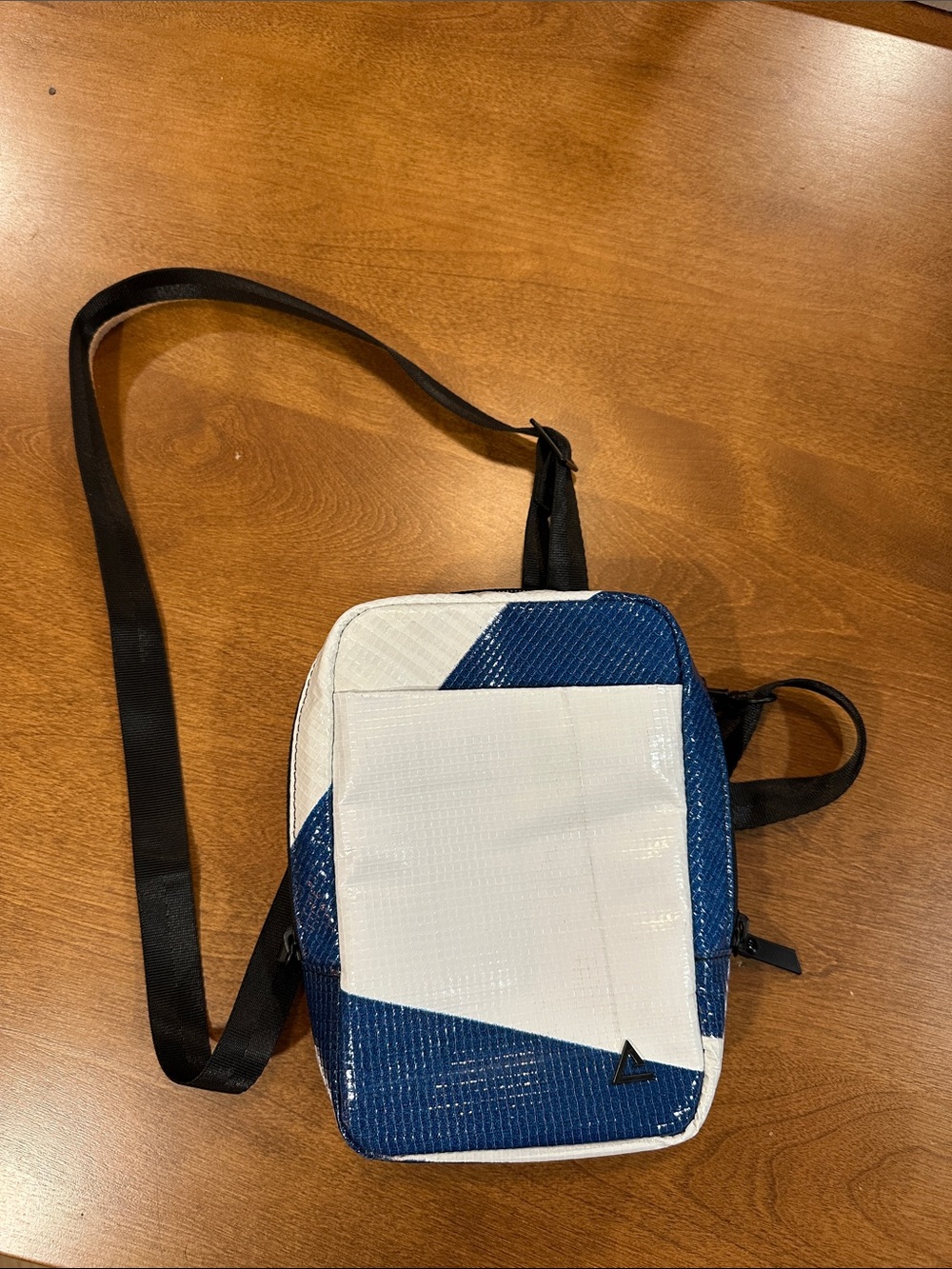 Rareform Compact Blue and White Crossbody Bag for Men